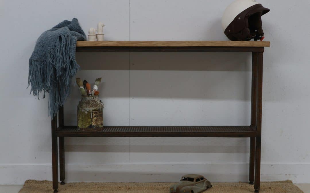 Console chêne et métal