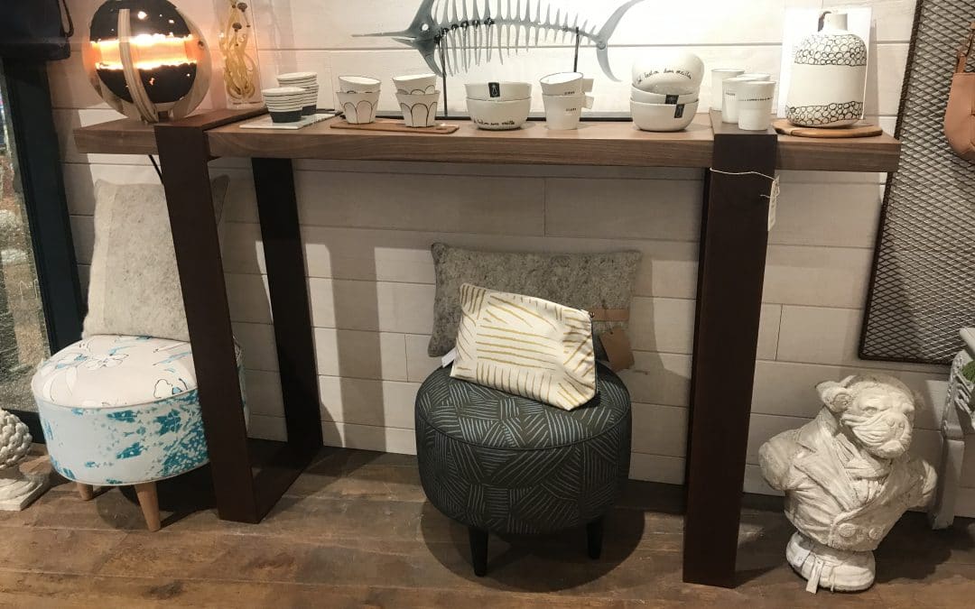 Console indus noyer et métal rouillé